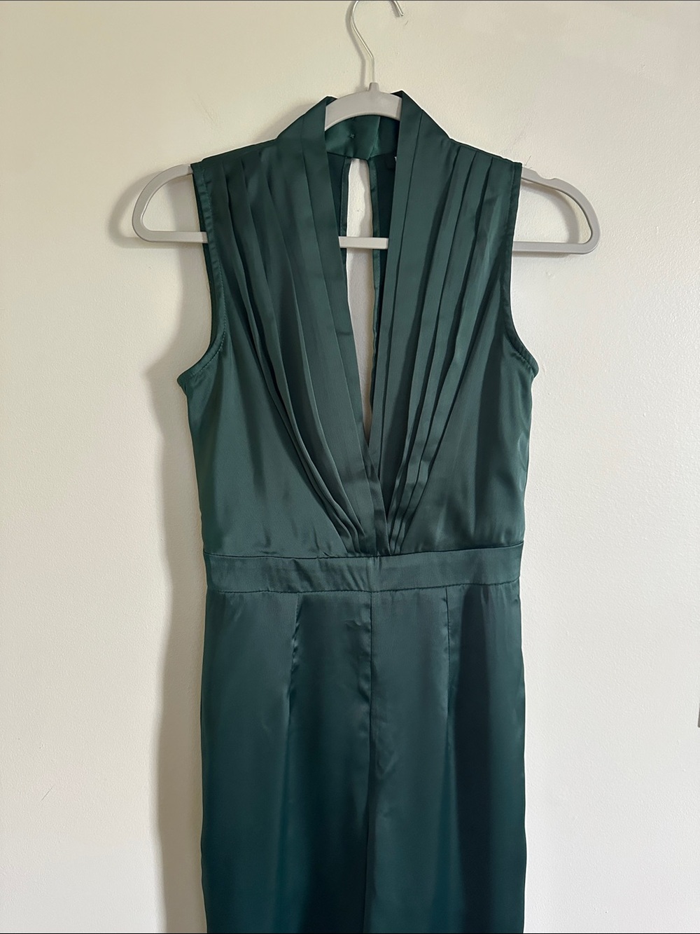 Chic Emerald Satin Jumpsuit - Picture 8 of 10